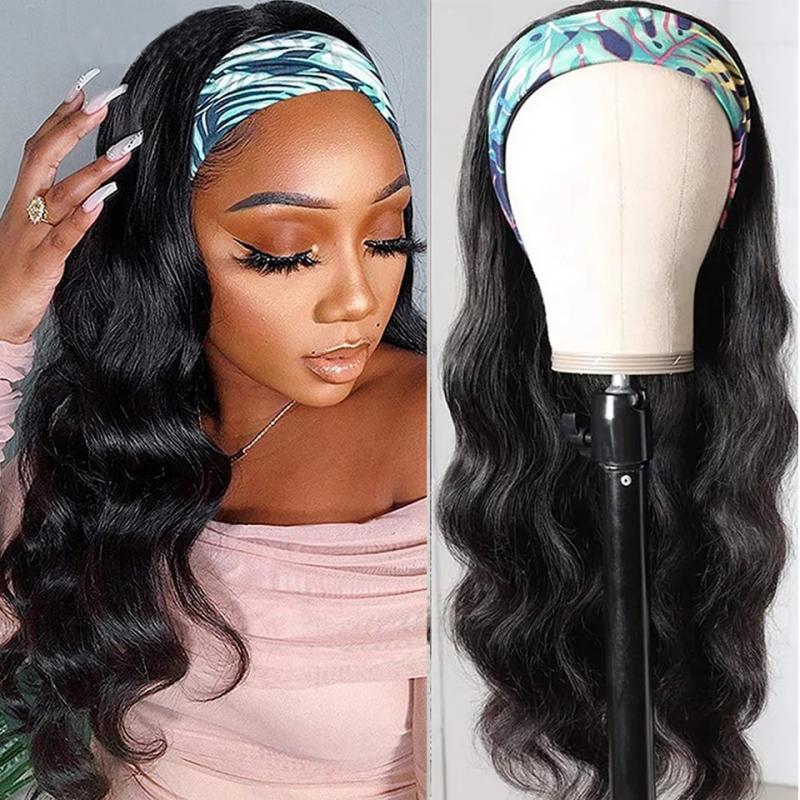 Headband Wig Human Hair Scarf Wig 180% Density Remy Brazilian Body Wave Wig Natural Wavy Glueless Human Hair Wigs for Women