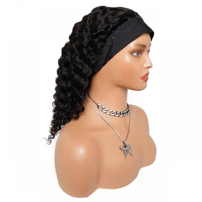 Deep Wave Headband Wigs Human Hair Wig Headband Nicelight Brazilian Curly Headband Wigs Glueless Remy Hair With Headband