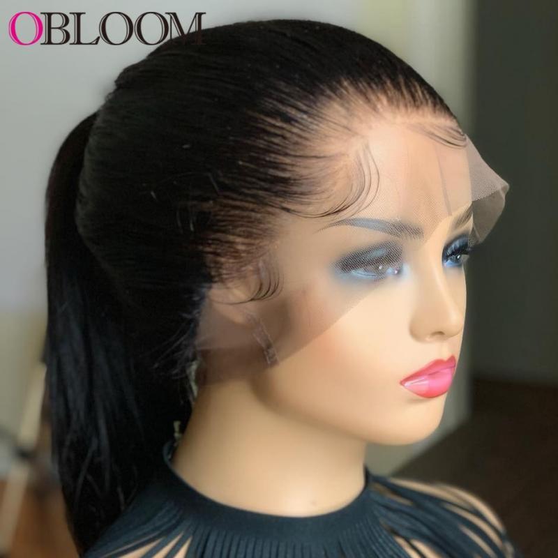 Glueless 360 Lace Frontal Wig Human Hair Wigs Pre plucked Full Lace Wig Ponytail Straight Brazilian Bleached Knots Wig for Women