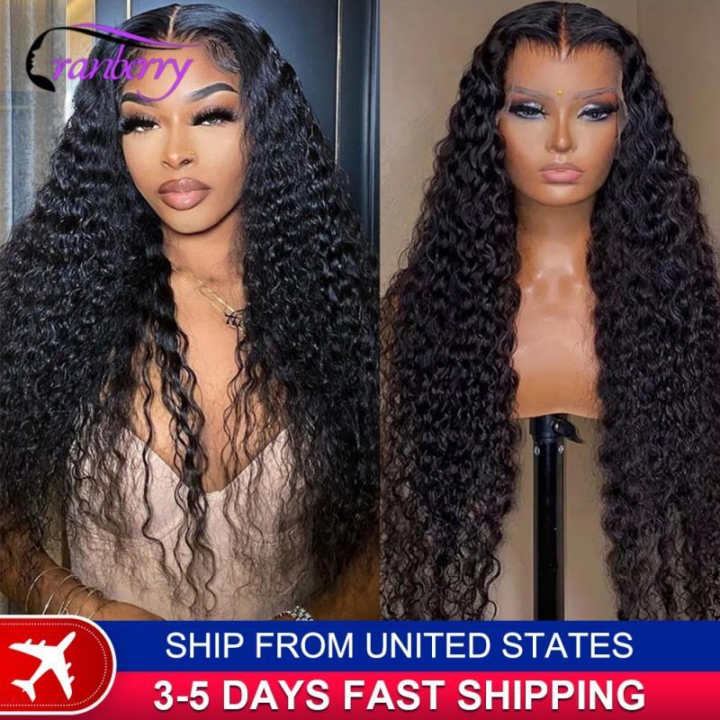 Deep Wave Frontal Wig 13X4 Deep Curly Lace Front Human Hair Wigs For Black Women 180% Density Cranberry Hair Deep Wave Wig