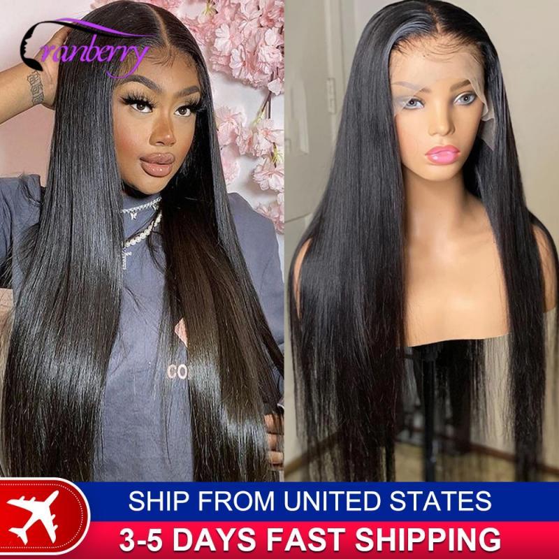 Cranberry Hair Straight 13X4 Lace Frontal Human Hair Wigs HD Transparent Lace Frontal Wig 4x4 Lace Closure Wig 180% Density