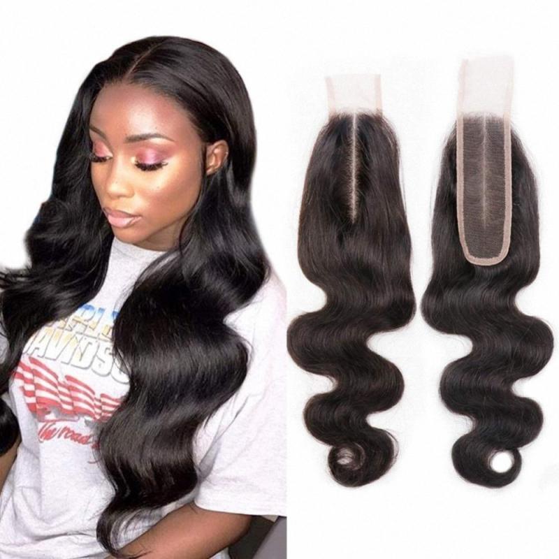 2x6 Transparent Lace Closure Braziian Remy Body Wave Human Hair Central Part Pre Plucked Body Wave Hair HD Lace Closure Natural