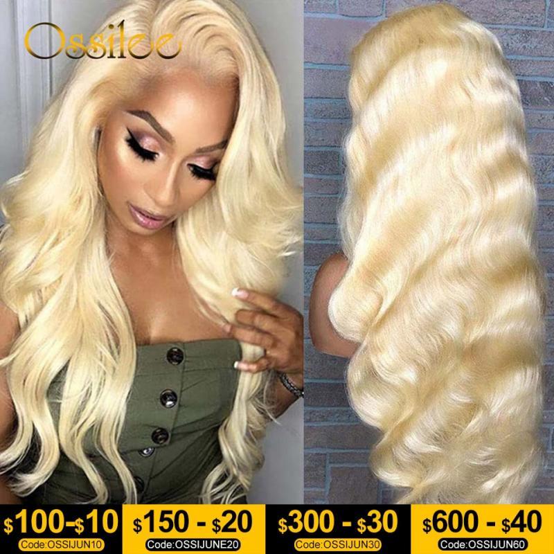 613 Blonde Lace Front Wigs Remy Brazilian Body Wave 13x4 Lace Front Human Hair Wigs Transparent Lace Wigs for Women 250% Density