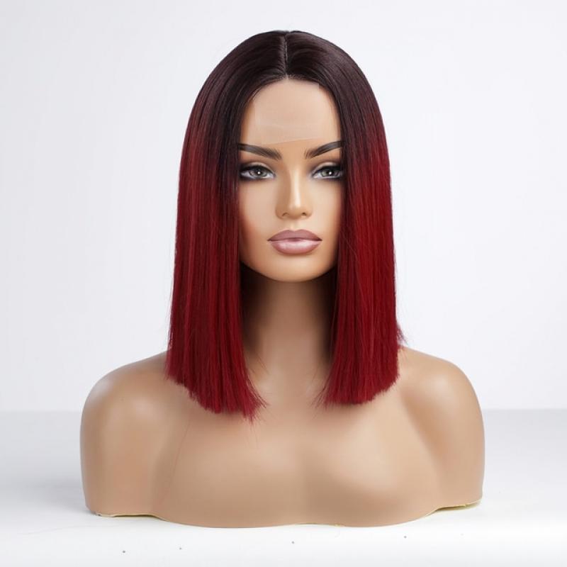 Short Blonde Orange Cosplay Wigs Synthetic Wigs for Women Straight Bob Hair Middle Part Natural Blonde Pink Red Wigs Cool Wig