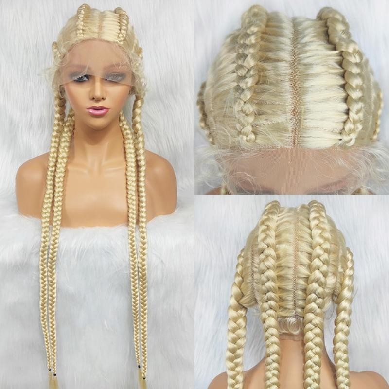 Synthetic Lace Wig Braided Wigs Natural Dark 37 Inches Black Burgundy Wig For Black Women American African Wig Wholesale Cheap