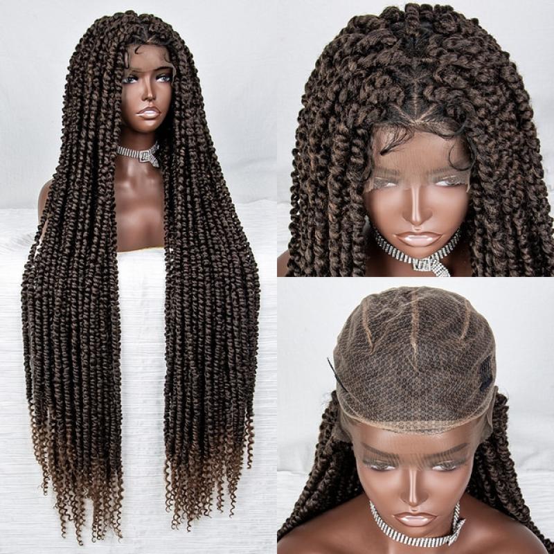40 Inches Braided Wigs Synthetic Full Lace Front Wigs for Black Women Knotless Box Braded Wigs Synthetic Full Lace Front Wigs