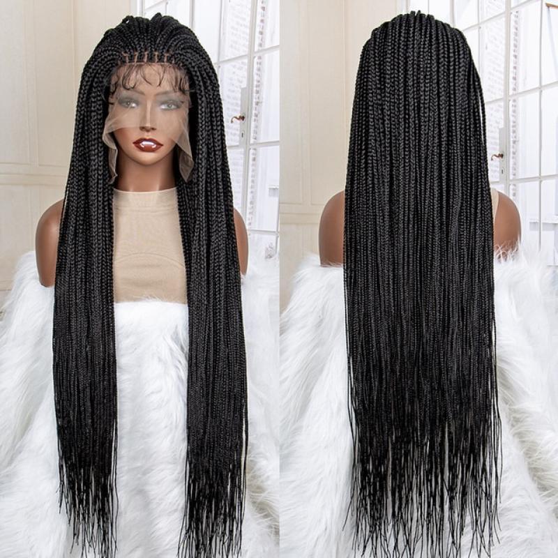 New Arrival 36 Inches Synthetic Knotless Box Braided Wigs 13x6 Lace Frontal with Baby Hair for Afro American Women Braided Wigs