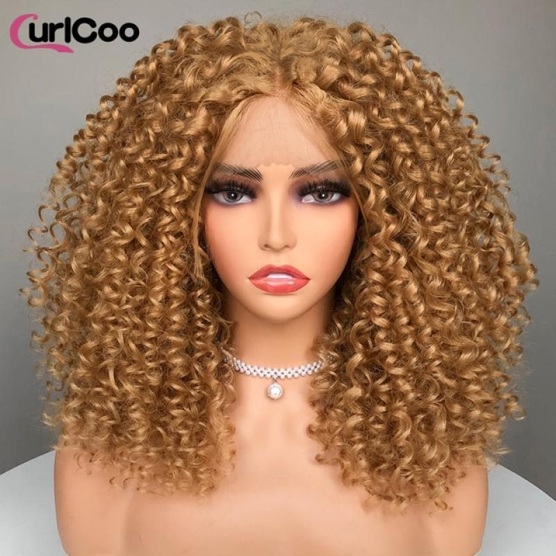 Ginger Orange Short Curly Lace Front Wig Synthetic Kinky Afro Curly Frontal Hair Wigs for Black Women Pre Plucked with Babyhair