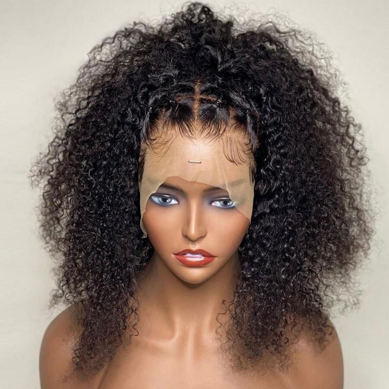 Soft 200 Density 26“ Long Kinky Curly Natural Hairline Lace Front Wig For Black Women Babyhair Deep Part High Temperature Daily