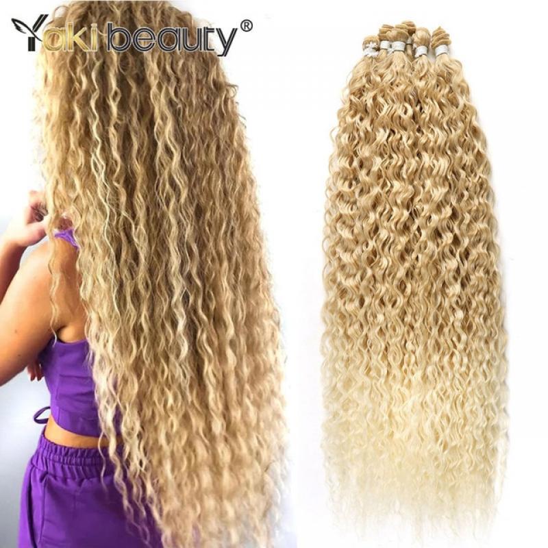 Synthetic Curly Hair Bundles Water Wave Hair Weave（9PCS For One Head）Anjo Plus Organic Ice Silk Hair Extensions BY YAKI BEAUTY