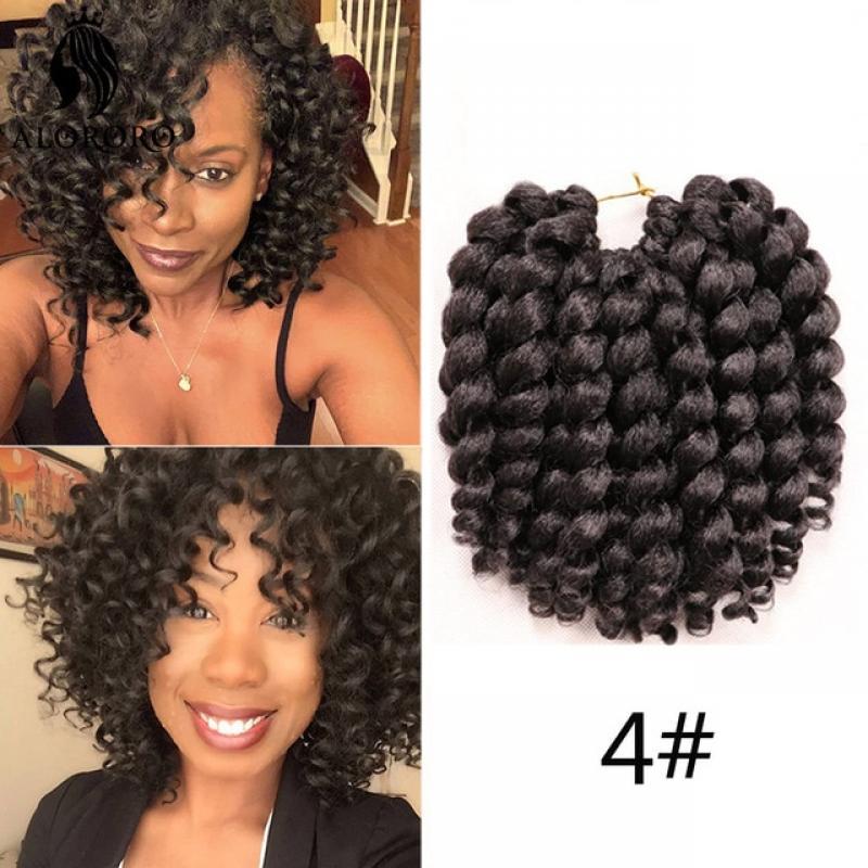 Synthetic 8inches Ombre Jumpy Wand Curl Crochet Braids Jamaican Bounce Curly Kinky Braiding Hair Extension for Black Women