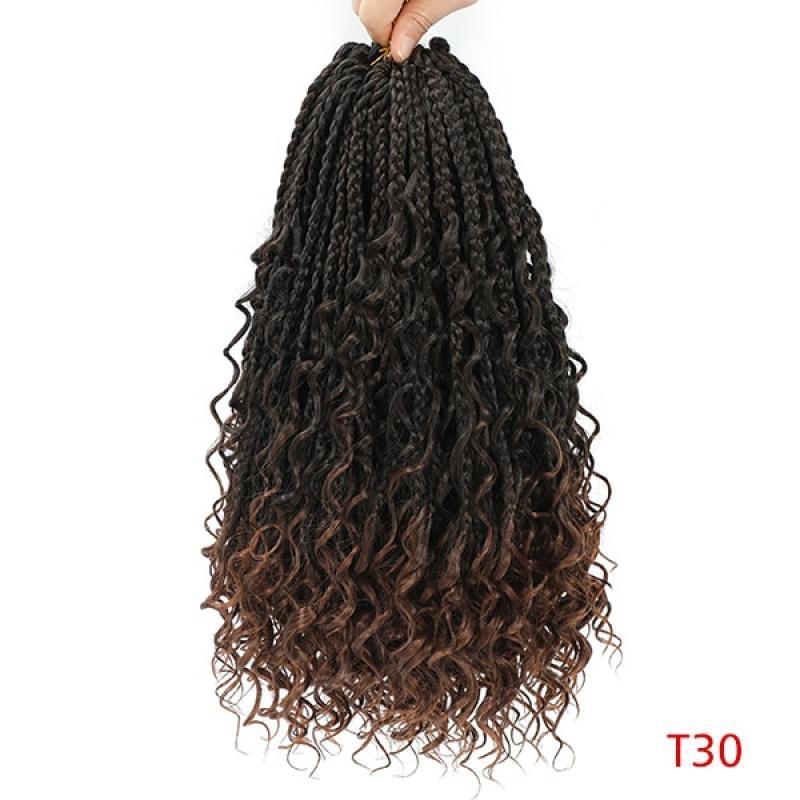 TOMO Goddess Box Braids Crochet Hair For Black Women Synthetic Crochet Braids With Curly Ends Ombre Pre Looped Boho Box Braids