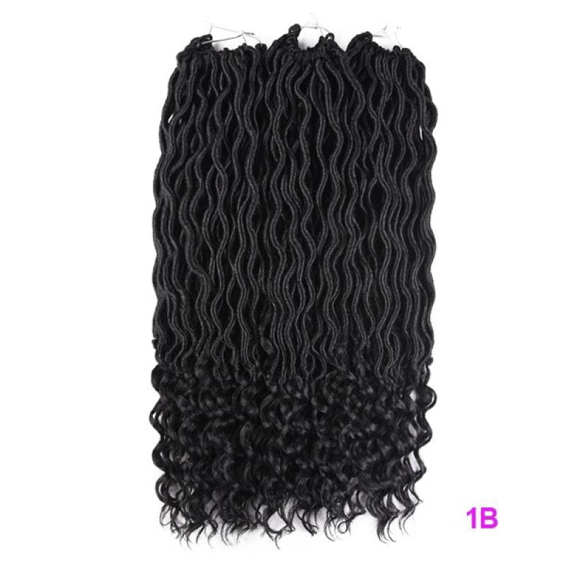 TOMO 20 Inch Goddess Faux Locs Crochet Hair Extensions Synthetic Soft Locs with Curly Ends Wavy Faux Locs Braiding Hair 24 Roots