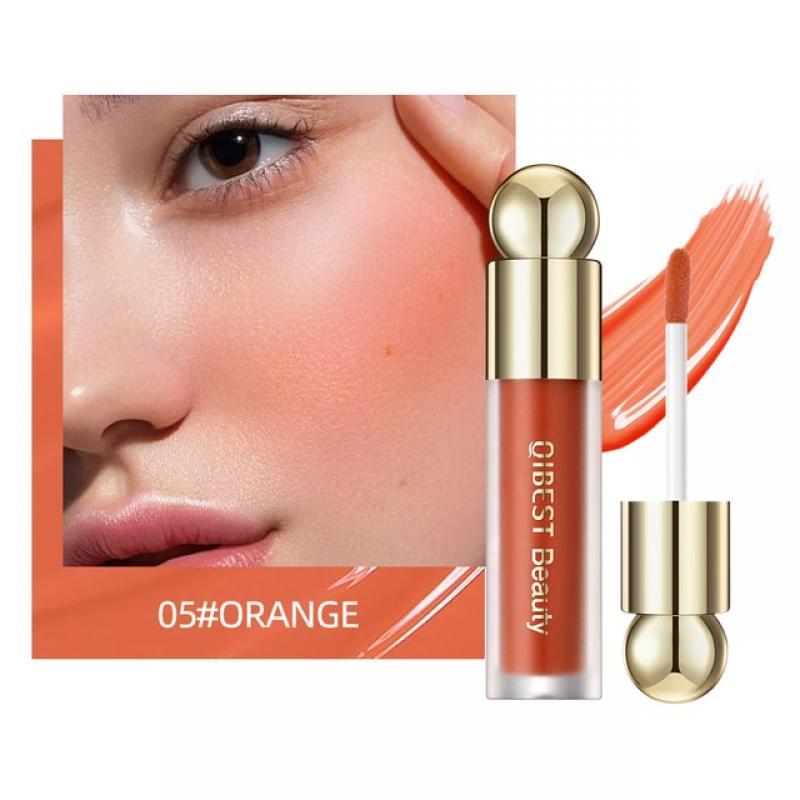 QIBEST Beauty Liquid Blush Stick Pigment Lasting Natural Liquid Contouring For Face Blusher Cheek Tint Peach Cream Blush Makeup