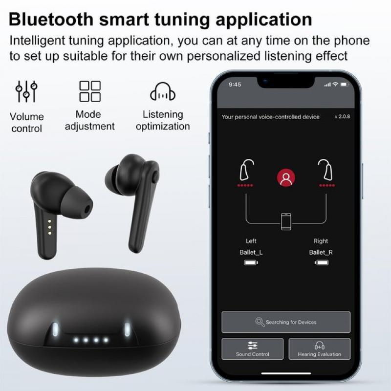 Bluetooth high-quality hearing aid, app programmable digital hearing aid, hearing aid for hearing loss and noise reduction in th