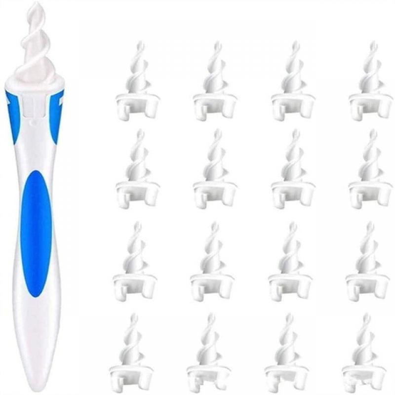 Ear Cleaner With Soft Silicone Ear Wax Remover Tool 16 Replacement Tips Spiral Earwax Cleaner Health Ear Cleaner Ear Care Tools