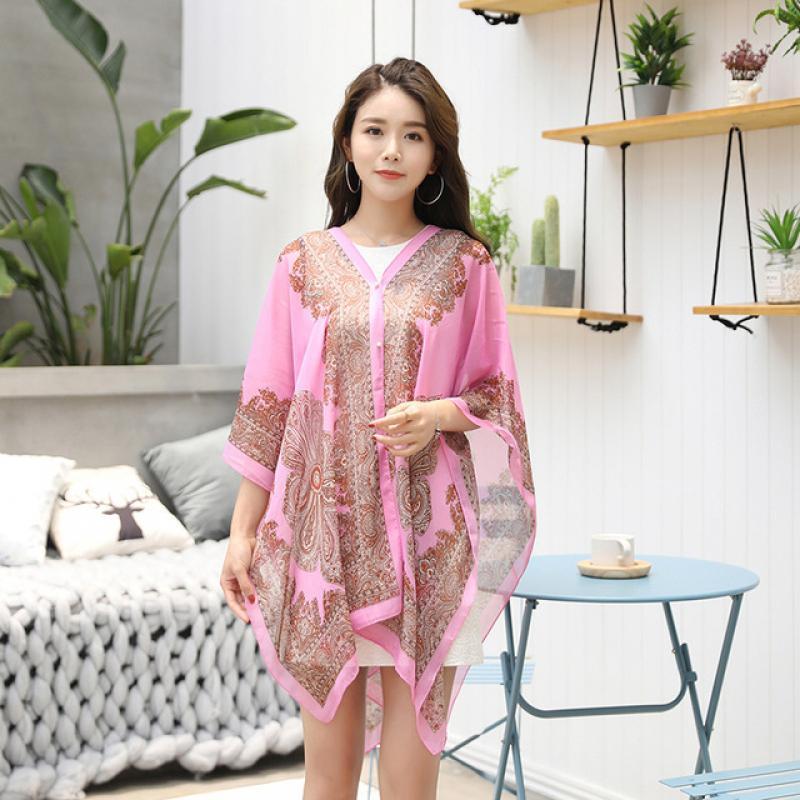 Woman Beach Dress Blouses Sun Protection Cardigan Summer Beach Holiday Cardigan Shawl Large Size Long Tops