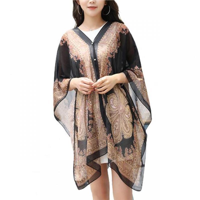 Women Shawl Cashew Print Beads Ladies Loose-fitting Sexy Cover Up for Vacation