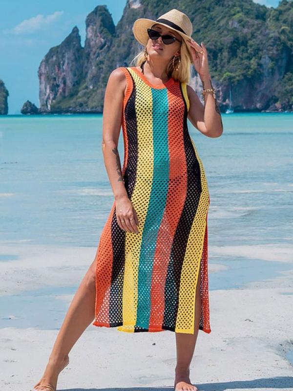 2023 Crochet Beach Dress Women Sexy Hollow Mesh Tunic Bikini Cover Up Vestidos Boho Summer Beachwear Swim Suit Long Dresses