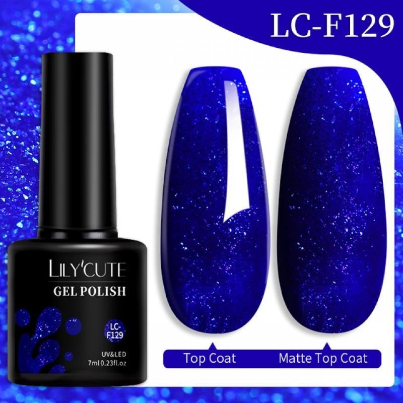 LILYCUTE 7ML Jelly Glass Gel Nail Polish Semi-transparent Sea Blue Gel Polish Varnish Nail Art Semi Permanent UV Gel Varnish