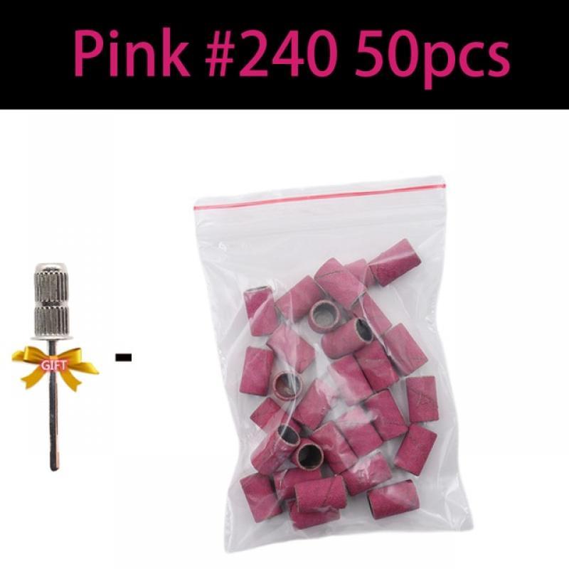 Pink 80 120 180 240 Grit Cutter Zebra Sanding Bands Nail Drill Bits Foot Care Polishing Manicure Gel PolishRemover Replacement