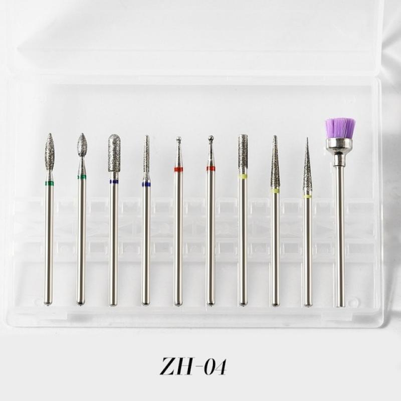 10Pcs Quality Diamond Milling Cutters for Manicure Electric Clean Foot Cuticle Nail Machine Nail Polishing Tool