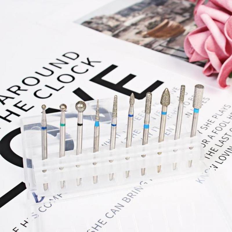 9pc Set Nail Drill Steel Grinding Head Nail Files Machine Brush Tool Polishing Tool Milling Cutters Gel Polish Remover Tools