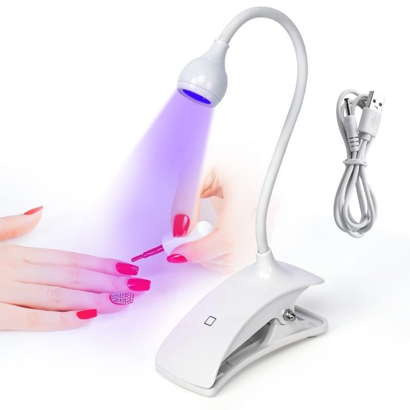 Mini UV Nail Lights Dryer Led Lamp Ultraviolet Flexible USB Clip-On Desk Gel Curing Manicure Pedicure Salon Tools