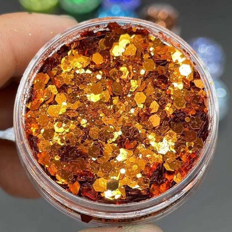 10g/Bag Iridescent Nail Art Glitter Sequins Holographic Laser Gold/Silver Colorful Powder Sparkly Hexagon PET Safe Chunky Flakes
