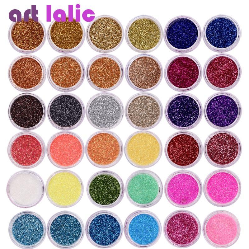 40Pcs/Set Nail Glitter Mix Colors Nail Art Fine Powder Dust UV Gel Polish Acrylic Nail Tips DIY Decoration Tools