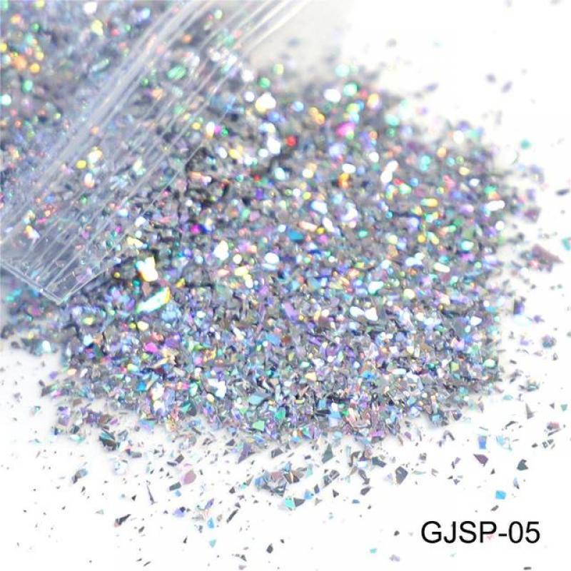 White Iridescent Nail Glitter AB Color Shiny Mermaid Sequins Mirror Irregular Slices 3D Flakes Paillettes Nail Art Decorations
