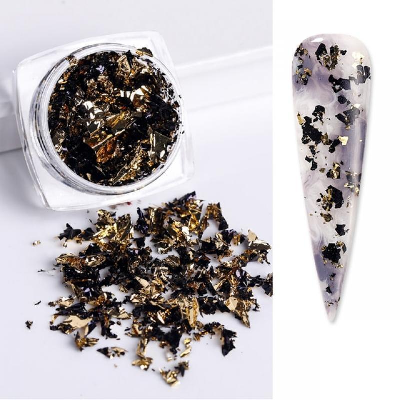 Aluminum Foil Sequins For Nails Gold Silver Irregular Glitter Flakes Mirror Chrome Powder Manicuring Winter Decorations