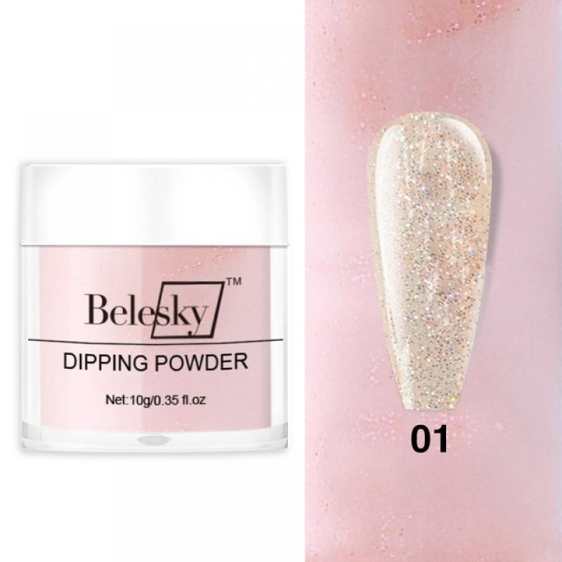 Belesky 10g Dipping Nail Powder 2 In 1 Acrylic Glitter Carving Extension Nail Glitter Dust Power Nail Art Decoration