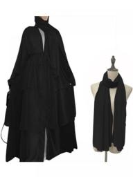Muslim Cardigan With Scarf Abayas Dresses Chiffon Open Abaya Dubai Turkey Kaftan Casual Robe Kimono Female Caftan Islam Clothing