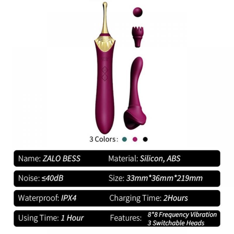 New ZALO BESS 2.0 Vibrators Exquisite Soft Silicone G-spot Clitoral Stimulation USB Double Motor Retro Adults Sex Toys for Women