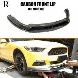 AC Style Carbon Fiber Front Bumper Chin Lip For Ford Old Mustang 2015 - 2018