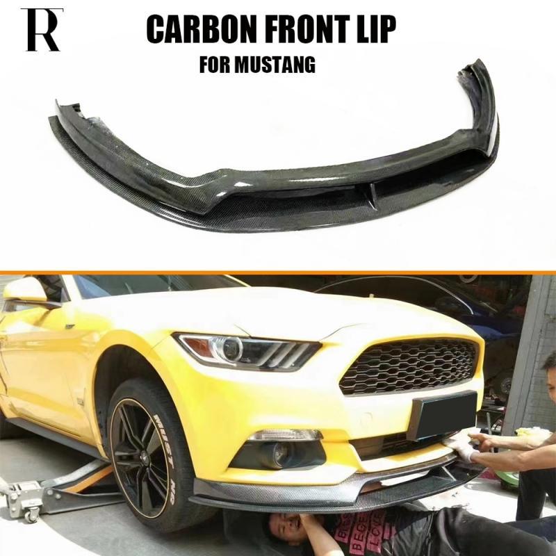 AC Style Carbon Fiber Front Bumper Chin Lip for Ford Old Mustang 2015 - 2018