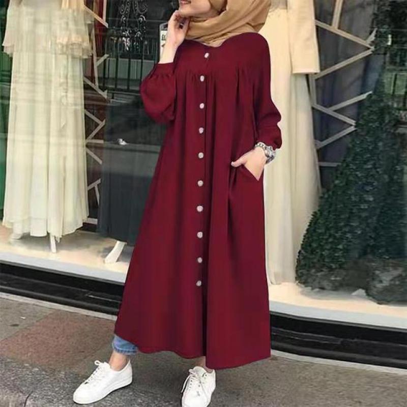 Women Muslim Dubai Abaya Kimono Hijab Long Dress Kaftan Islam Clothing button shirt Maxi Dresses Vestidos Robe African Abaya