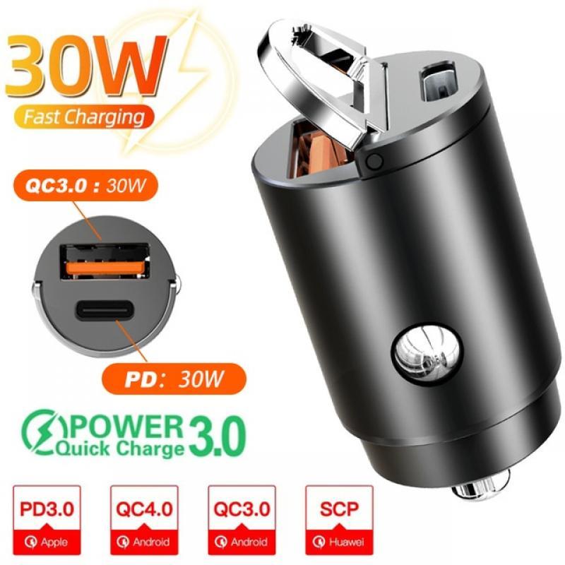 200W QC3.0 PD Car Charger 5A Fast Charing 2 Port 12-24V Cigarette Socket Lighter Car USBC Charger for iPhone Power Adapter