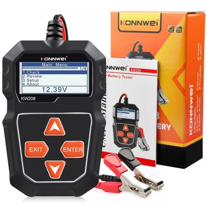 KONNWEI KW208 Car Battery Tester 100 to 2000CCA 12V Cranking Charging Circut Battery Analyzer pk BM550 12 Volts Battery Tools