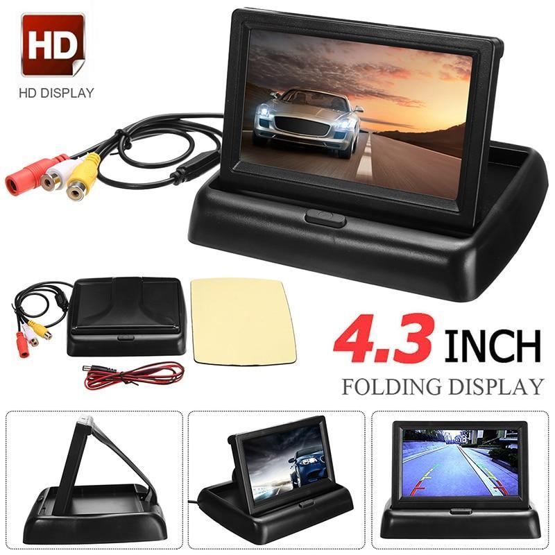 Bileeko Car Display Monitor Durable 4.3 Inch Screen Player Folding HD Video Display Practical Auto Parking Assistance Camera