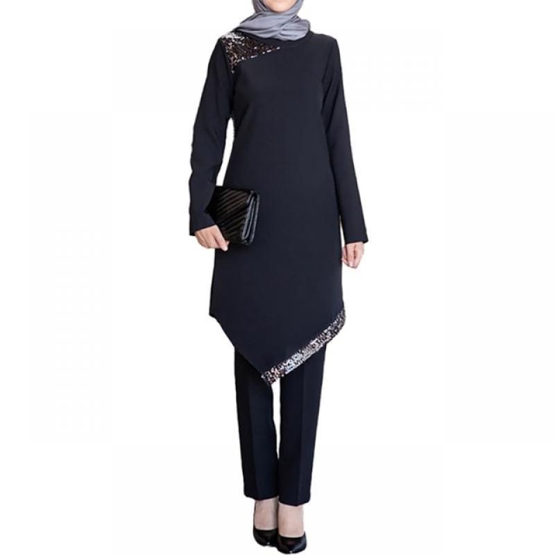 Elegant Muslim Arab Split Dress Set Comfortable Two Piece Set Tops & Pants Moroccan Middle East Clothing Gift for Women