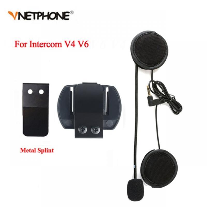 2PCS EJEAS V6 Motorcycle Intercom Microphone Speaker Headset Clip for Vnetphon V4 V6 Pro Helmet Bluetooth Interphone 3.5mm Jack