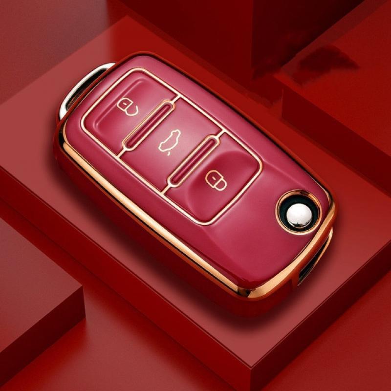 TPU Car Flip Key Case Cover Shell for Volkswagen VW Polo Golf Passat Tiguan Beetle Caddy T5 Up Eos Skoda Octavia Seat Leon Altea