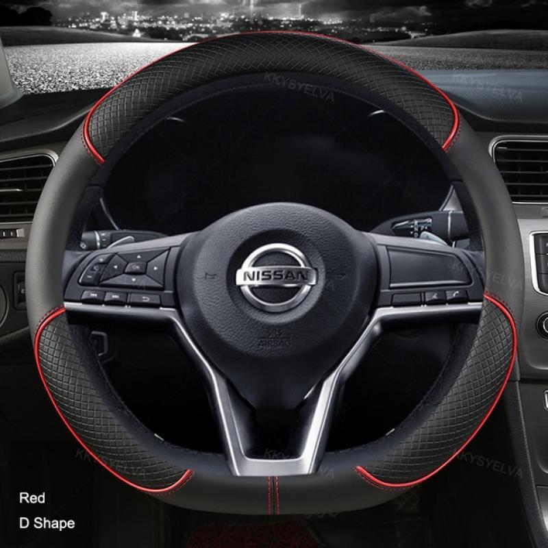 Car Steering Wheel Cover D Type PU Leather For Nissan X-trail Qashqai Rogue Sport Rogue 2017 2018 2019 2020 2021 Altima Versa