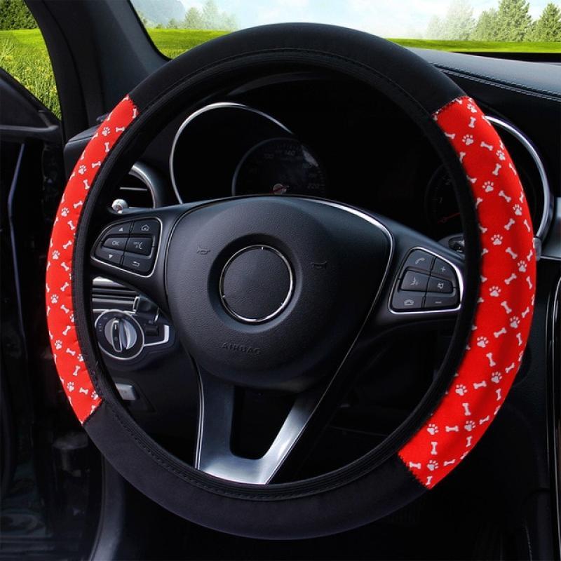 37/38cm Elastic Car Steering Wheel Cover Ethnic Style Print Anti-slip Car Styling Car Steering-wheel Cover Car Decor