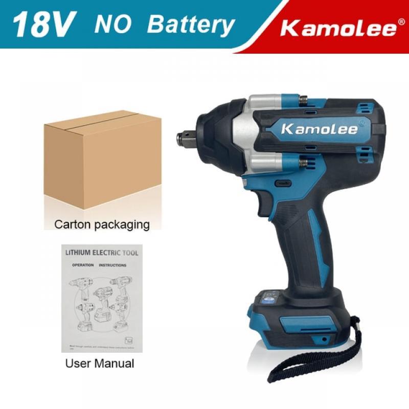 Kamolee 1800N.m Electric Cordless Impact Wrench with Brushless Motor and Rechargeable Battery [ DTW700]
