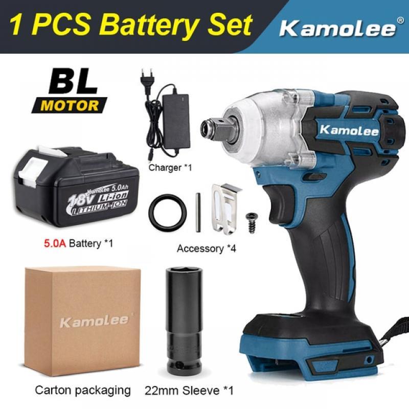 Kamolee  520N.m High Torque Brushless Electric Impact Wrench 1/2 & 1/4 Inch Compatible With Makita 18V Battery [DTW285-B]