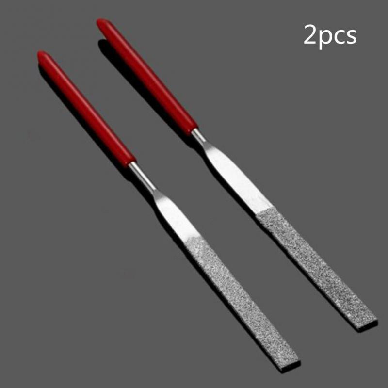 2pcs Diamond File Set Plastic Handle Metal Stone Grinding Flat Diamond Needle File DIY Wood Rasp File Needle Jewelry Polishing