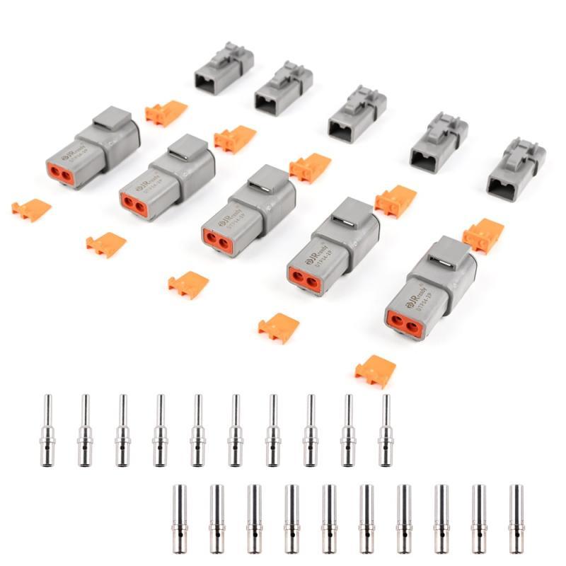 JRreadyST6284 DTP Connector Kit 5 Set, 2Pin Waterproof Electrical Connectors Kit with 10 Pair 14-12AWG(2.0-4.0mm²) Solid Contact